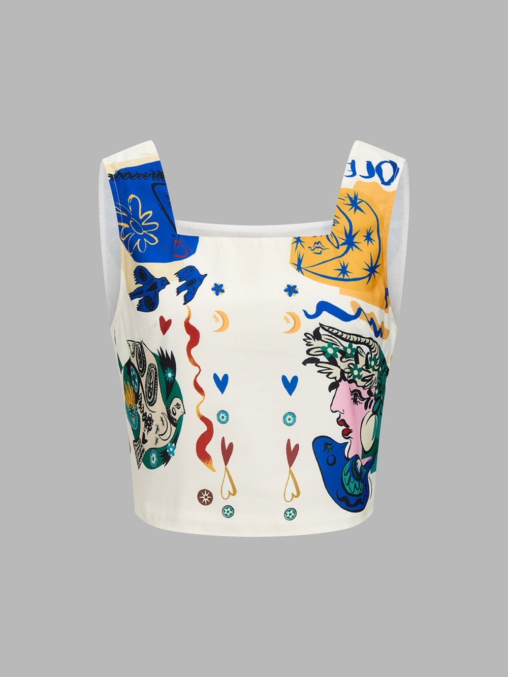 Commense Graphic Print Square Neck Crop Top Size Small [TOP ONLY] - Picture 2 of 10